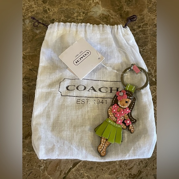 Coach Accessories - COACH NWT Hawaiian Hula Girl Leather Bag Charm Keychain WITH Dustbag